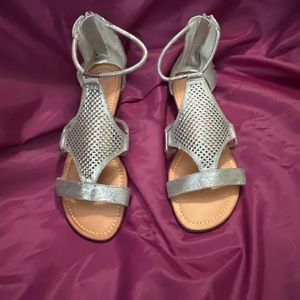 Carlos Santana silver metallic sandals